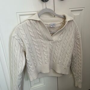 aritzia (sunday best) creme/off-white cashmere slightly cropped top